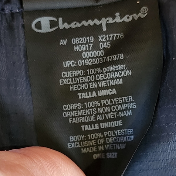 Champion Reversible Puffer Scarf with Pockets One Size - Navy Gray White Winter - Picture 9 of 9